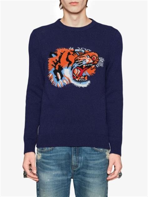 maglia gucci uomo tigre|Gucci Maglione In Lana Con Intarsio Tigre .